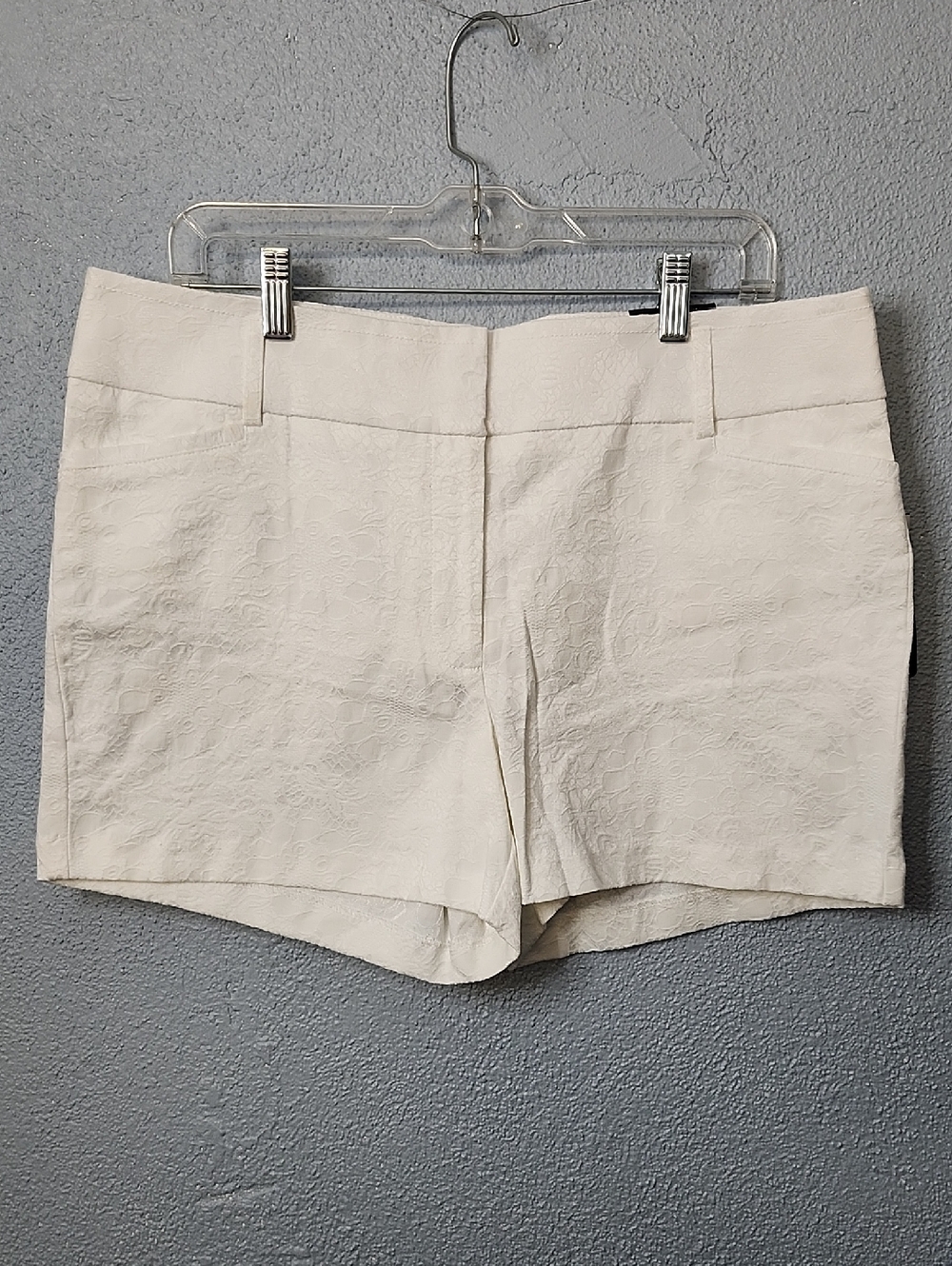 Soho Cream High-Waist Textured Dress Shorts